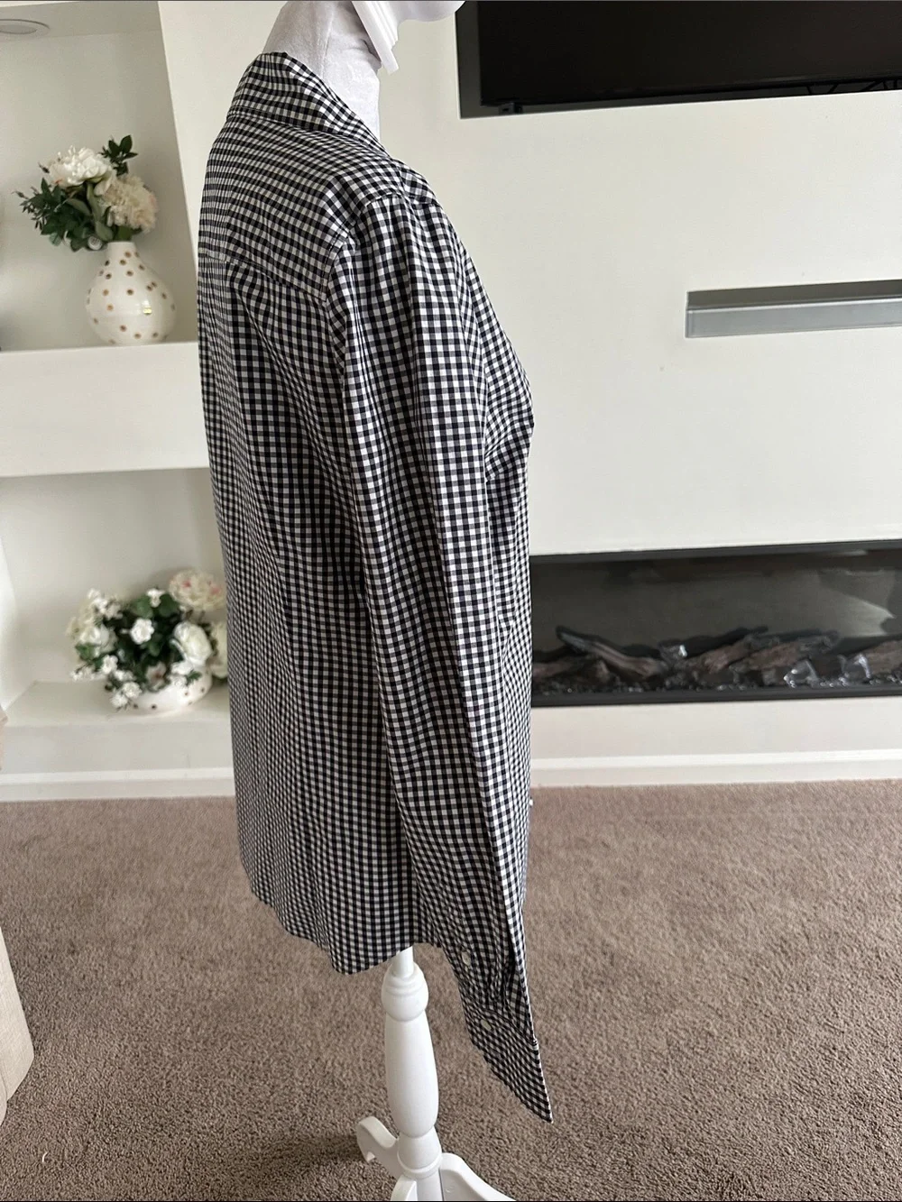 J. Crew Black and White Gingham Button-Down Shirt